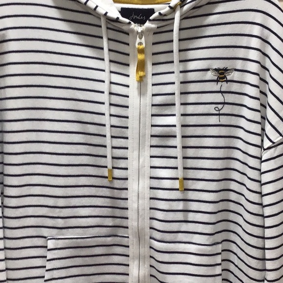 Joules Striped Bee Zip-Up Hoodie Jacket sweater coat, NWOT - Picture 7 of 9